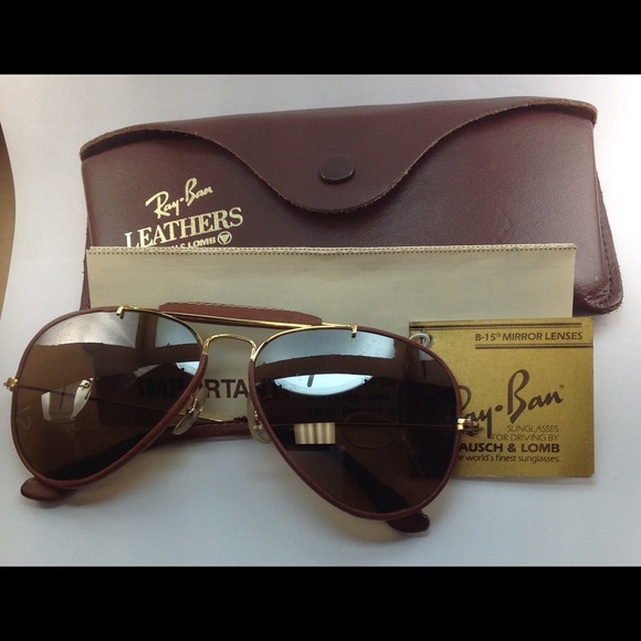 vintage ray ban leather aviator sunglasses